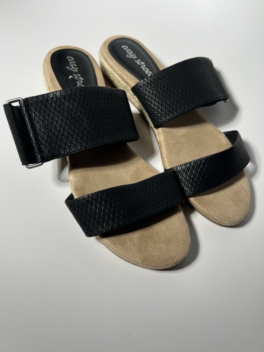 Easy Street Maryann Women’s Platform Slides Size 7.5 Wide Black